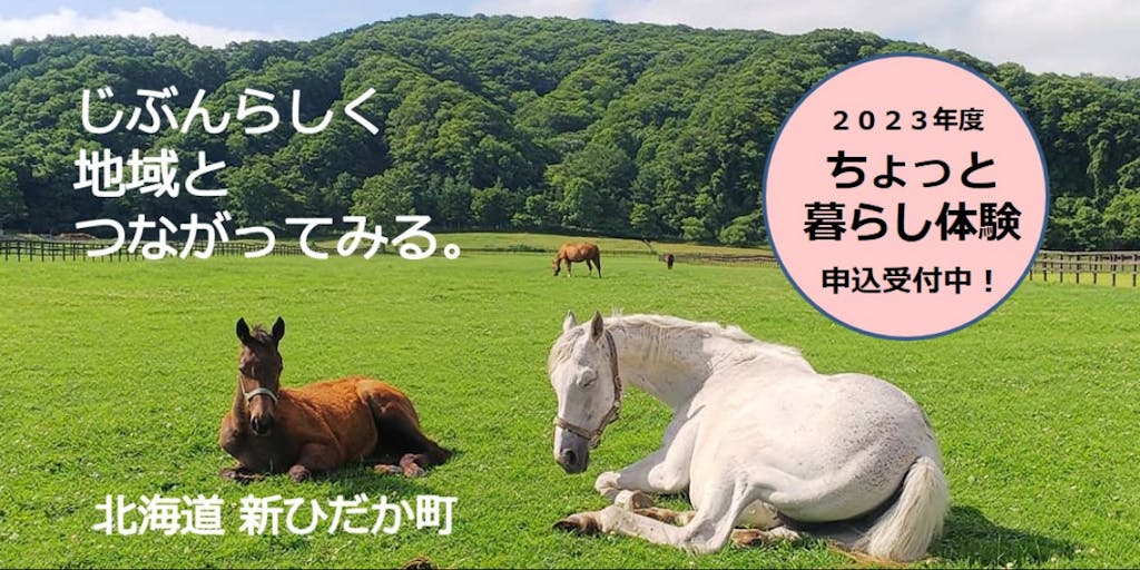 北海道の馬産地・新ひだか町では、2023年度のちょっと暮らし体験者を募集しています！