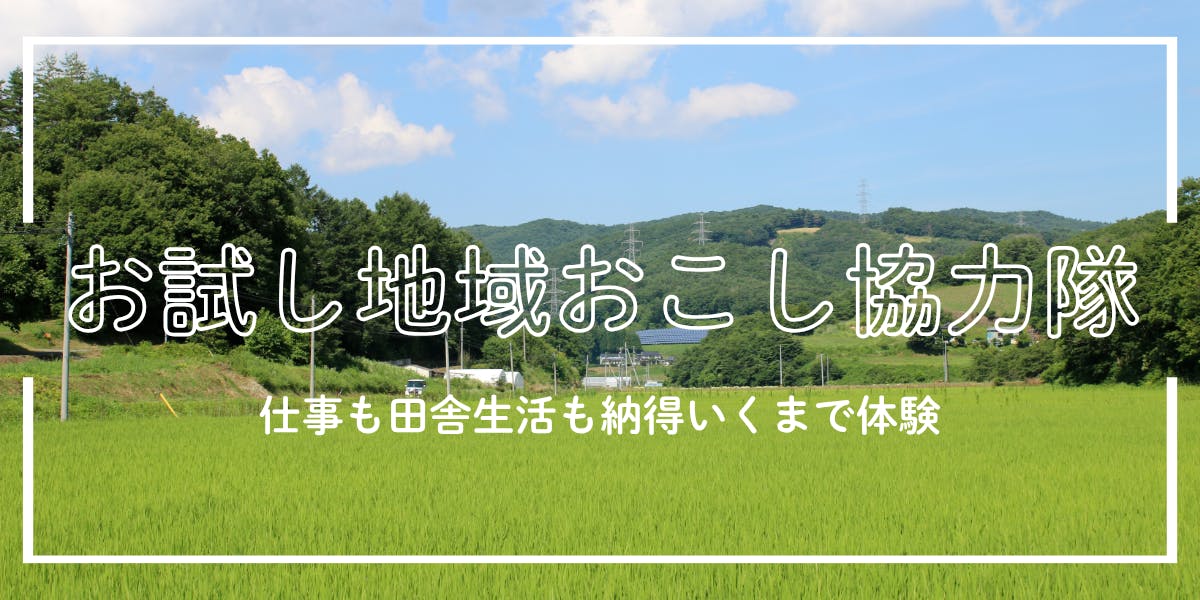 お試し地域おこし協力隊募集中】「仕事」×「移住」体験ができる