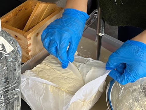 豆腐作り体験のようす