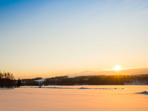 冬の日の入り(中富良野町)