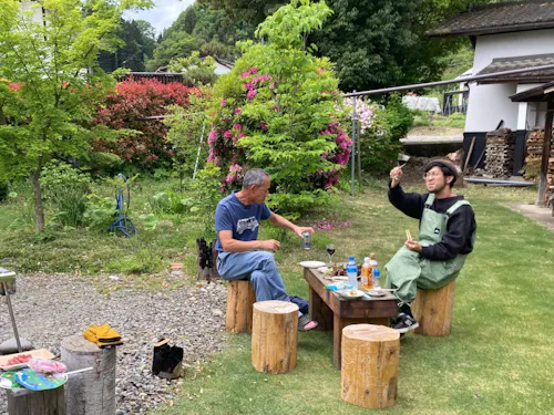 5月の昼下がり！畑の話を聞きながら乾杯！