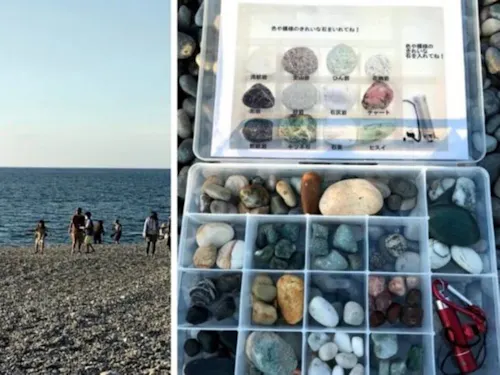 珍しい石の海岸でヒスイ探しも