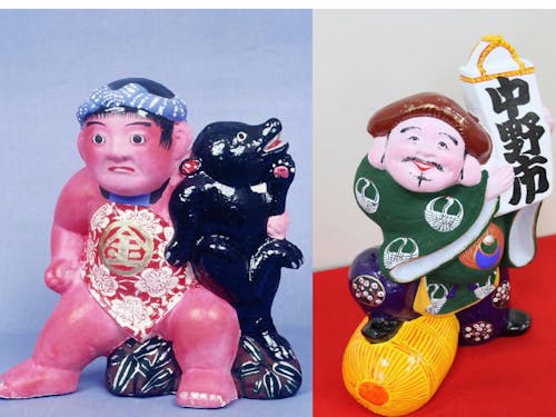 中野土人形「抱き熊」と「帳面大黒」