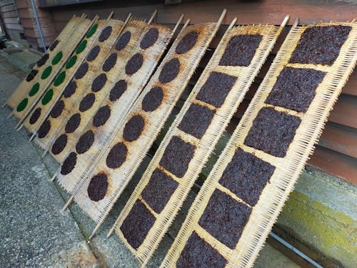 岩海苔を干す様子