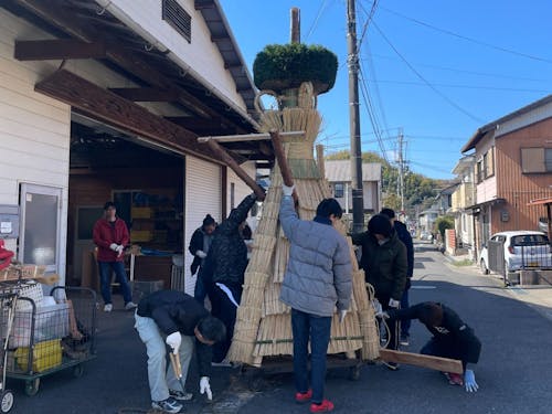 土台となる松明。こちらも、町毎に毎年一から人の手で製作されます。
