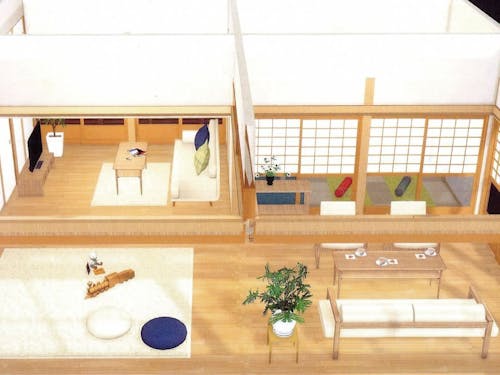 改修後のリビングイメージ:家の中心にある田の字型の和室