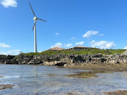 リーフ際から見た島の風景。潮が引いた時しか見れない貴重な風景。