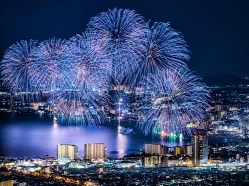 琵琶湖を舞台に、約1万発の花火が湖面を彩ります！