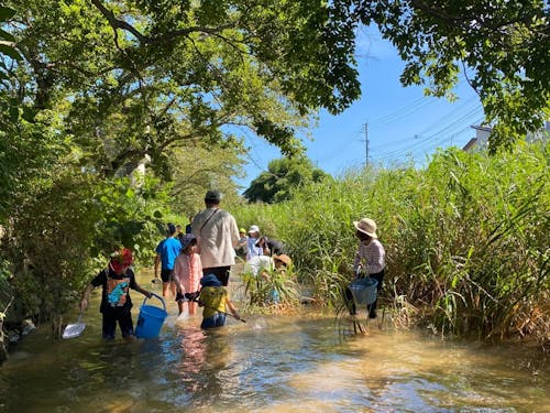 玉名市環境整備課主催の子供たちとの川環境調査にも協力しています