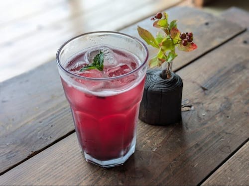 カフェでは日本固有の希少なベリーであるナツハゼを使ったナツハゼスカッシュが登場