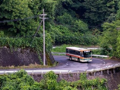 標高差300mの道を一気に駆け上がって行きます