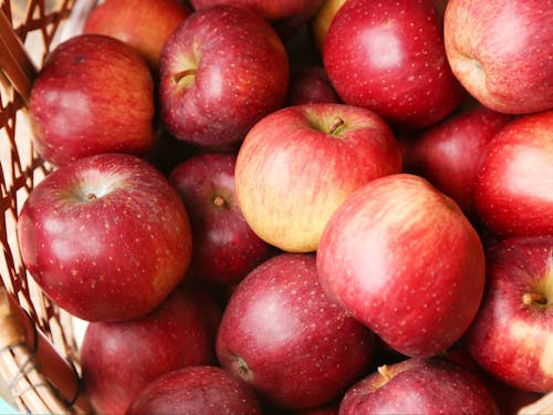 イチゴやリンゴなどの特産品が並ぶ