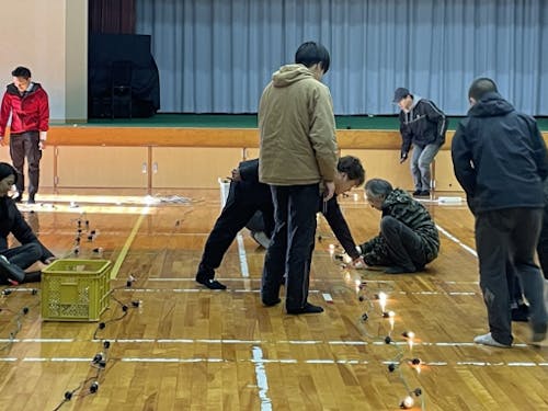 クリスマスナイトフェスティバルの電飾準備