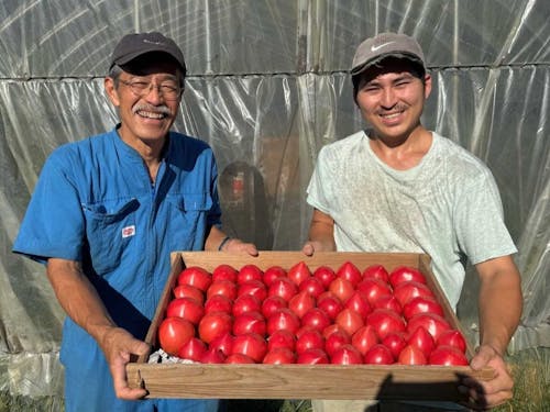 受入農家とスクール生の自信作（オーガニックトマト）