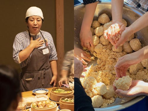 講師の「ごはん屋ななつぼし」さんと、味噌玉づくり