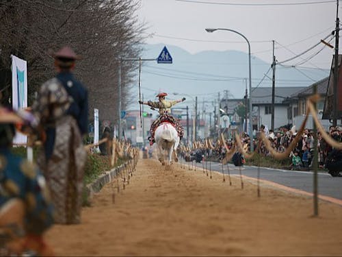 紅葉の秋、勇壮な流鏑馬の祭。世代を超えて受け継がれる伝統です。