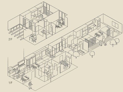 METATE HOJOの配置図。飲食店も併設されています。