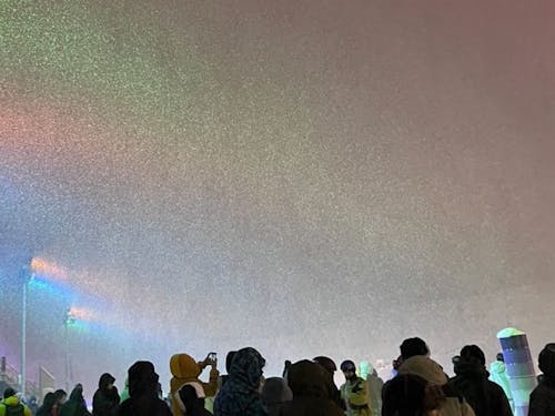 スキー場のライトアップ。