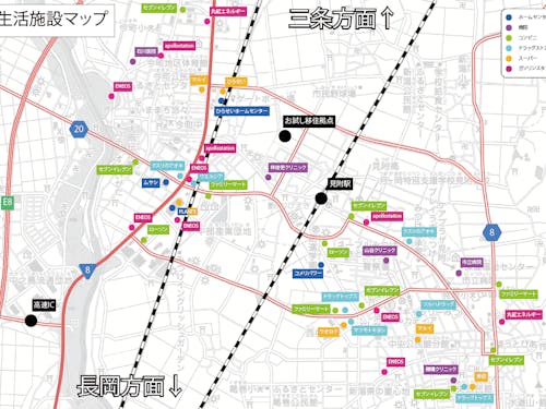 見附市の生活施設マップ