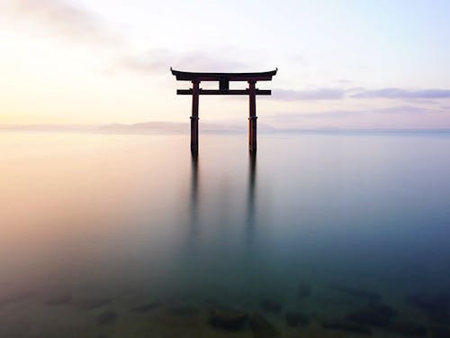 白鬚神社の湖中鳥居