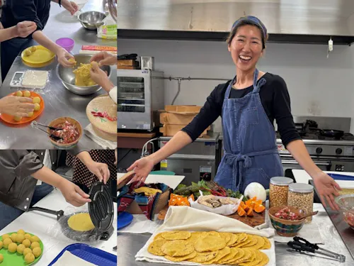 トルティーヤ講習会で参加者と楽しく手作り＆試食タイム