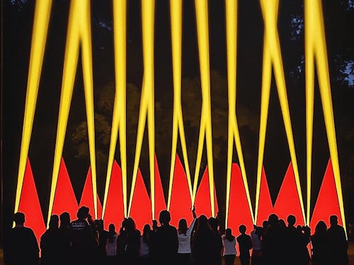 サーチライトで伊達家の模様(山形文様陣羽織)などを再現