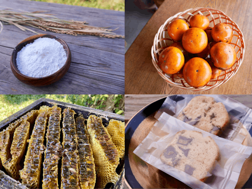 製粉した米粉や自家栽培の柿、日本蜜蜂の蜂蜜を使って、焼き菓子を商品化しています