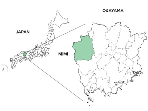 新見市は、岡山県の北西端で中国山地のど真ん中。