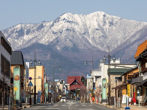 2月の市街地。温暖化の影響?雪の量は減ってます。