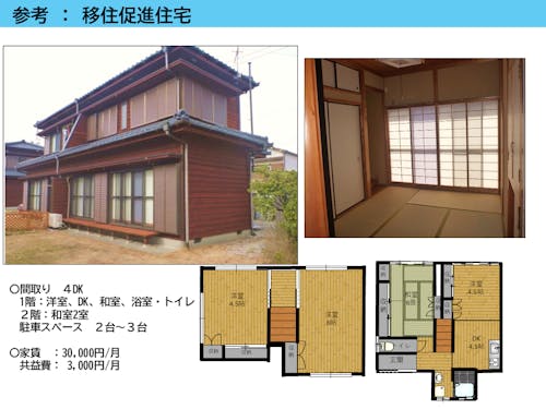 移住の方向けの住宅も用意。 補助制度もあります
