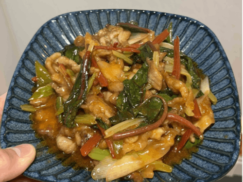 スイスチャードを使った簡単酢豚