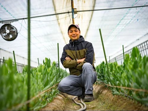 受入先農家の廣野さん(あぶくまカットフラワーグループの一員)です!
