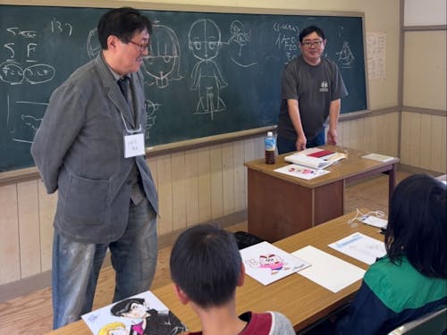 「漫画学校」開校式後に行った授業の一コマ