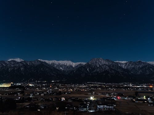 満月の夜の池田町(2月)