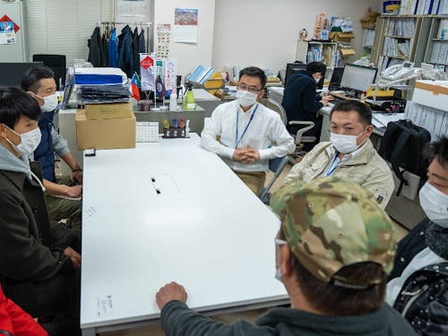 大槌町役場での打ち合わせは「協働」事業において欠かせません