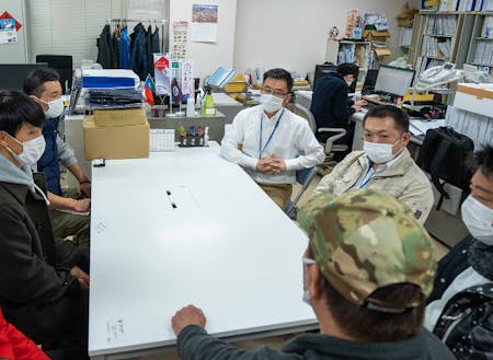 大槌町役場での打ち合わせは「協働」事業において欠かせません