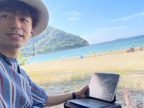 @菊が浜にてオンラインMTG