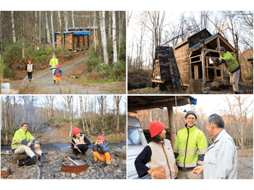 ”サウナ付きの家” Yさんご家族(右下の男性は地元の方)