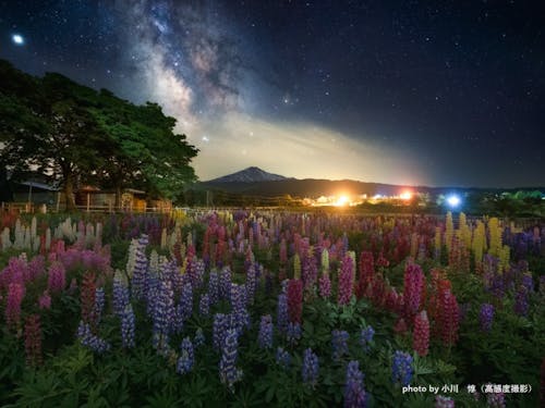 星空がとてもきれいなまちです。写真は花立からの鳥海山。