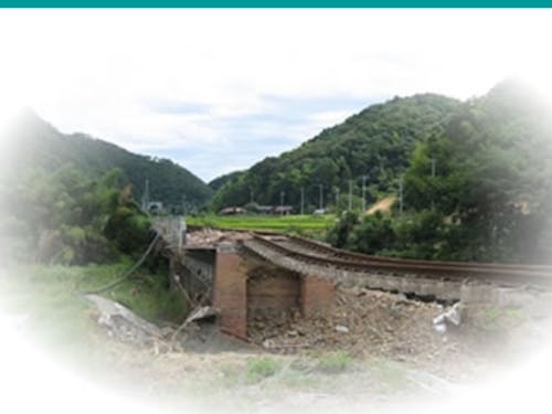 豪雨被害を受けた線路