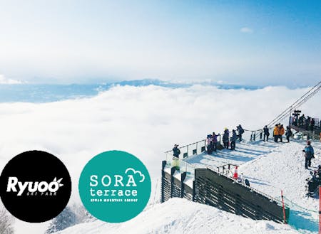 標高が高く雪質、雪量とも満足間違いなし。 山頂スカイランドエリアでは、 サラサラの雪質が皆様をパウダースノーの世界へ導きます。 山頂では雲海を見ることもできる「SORA terrace」が有名。