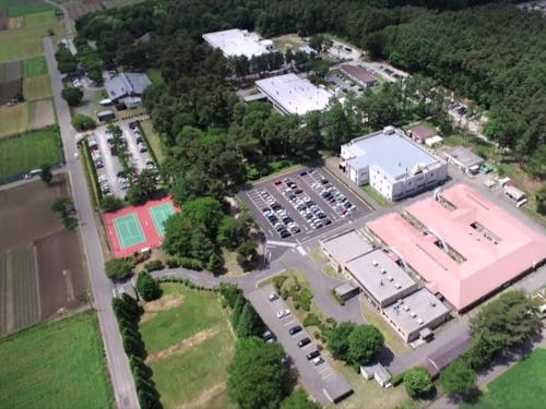 本社は森と畑に囲まれた場所にあります