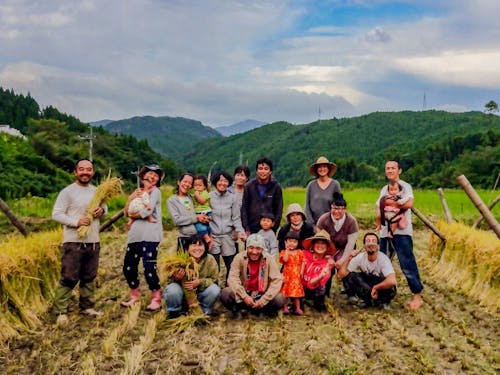 せっかく山で暮らしているので、昨年は先輩移住者の有機農家さんと一緒にお米作りにチャレンジさせていただきました!