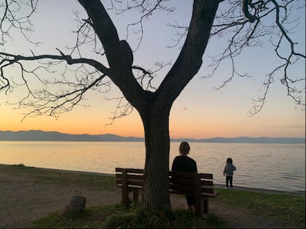昨年は、夕暮れの琵琶湖も見に行きました〜！