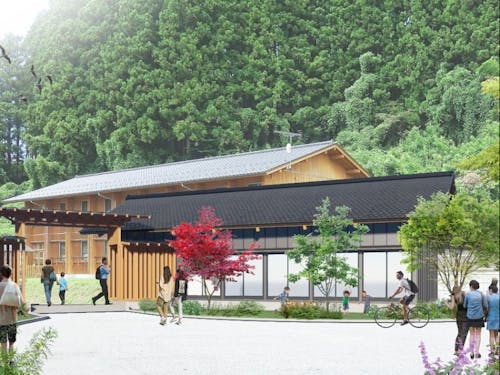 ワーケーション棟(仮称)の外観パース。「面白い」や「新しい」が生まれる空間に