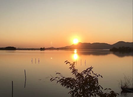西の湖の夕日