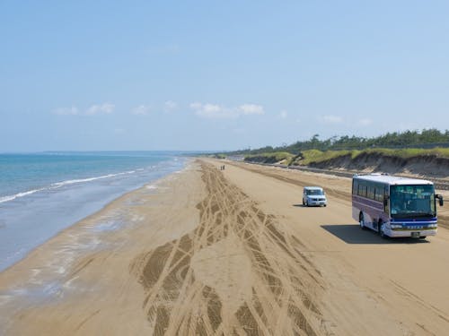 砂浜を車で走れる千里浜海岸