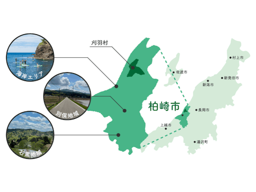 柏崎市・別俣・石黒の位置関係