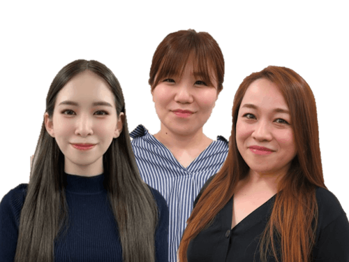 「私たちがお送りします!」(左から、坂本・安田・杉本)