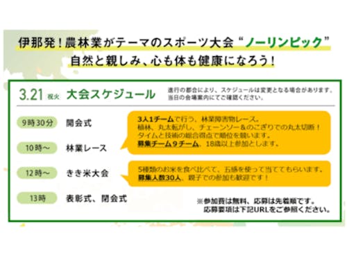 ノーリンピック当日のスケジュールはこんな感じ!